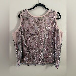 Sleeveless Pinkish/purple  Sequin Embellished Party Top
